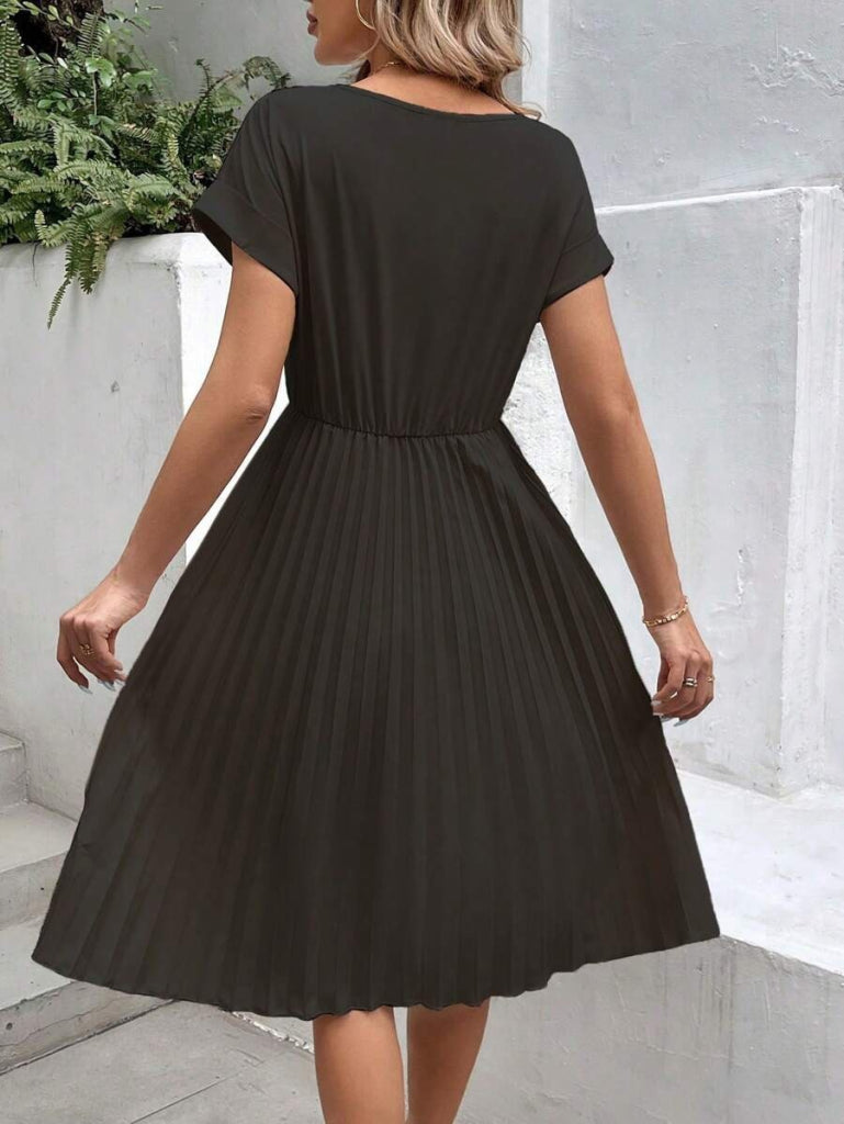 Mamo Siyah Mini Krep Elbise - Mamo kadın butik elbise