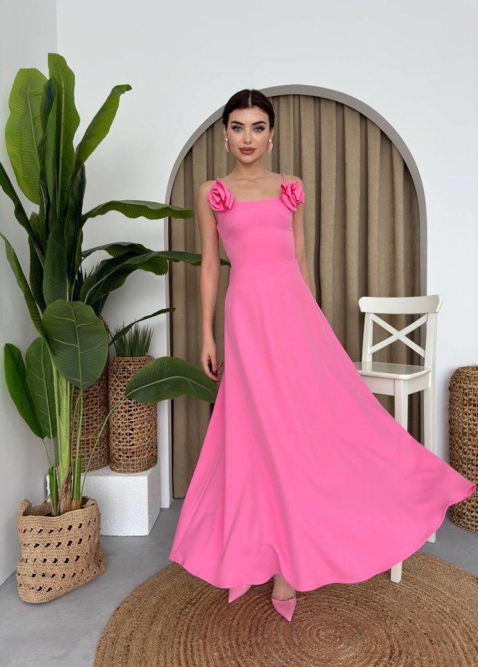 Mamo Pembe Askılı Elbise - Mamo kadın butik elbise