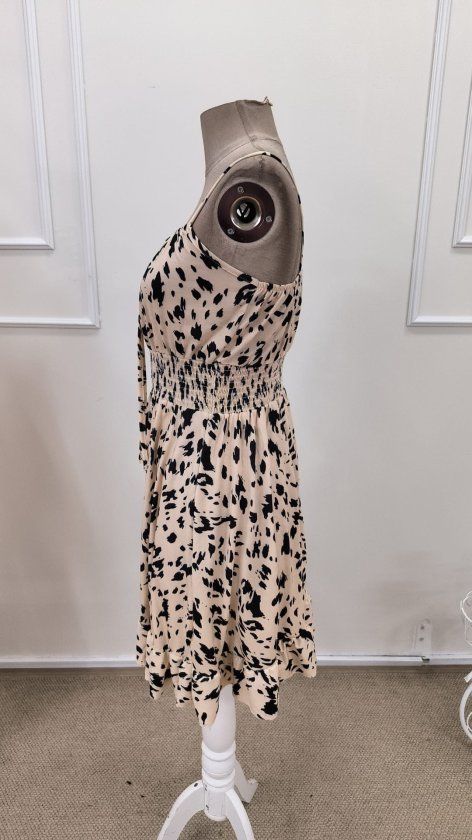 Mamo Leopar Mini Askılı Elbise - Mamo kadın butik elbise