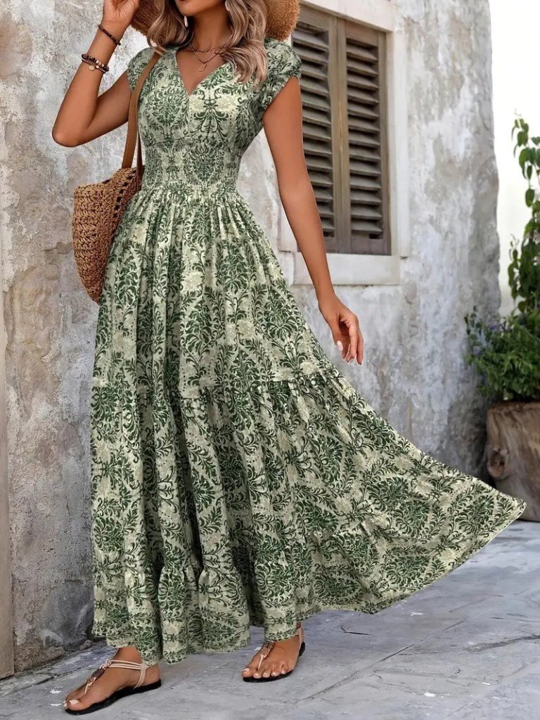 Mamo Desenli Mini Kruvaze Elbise - Mamo kadın butik elbise