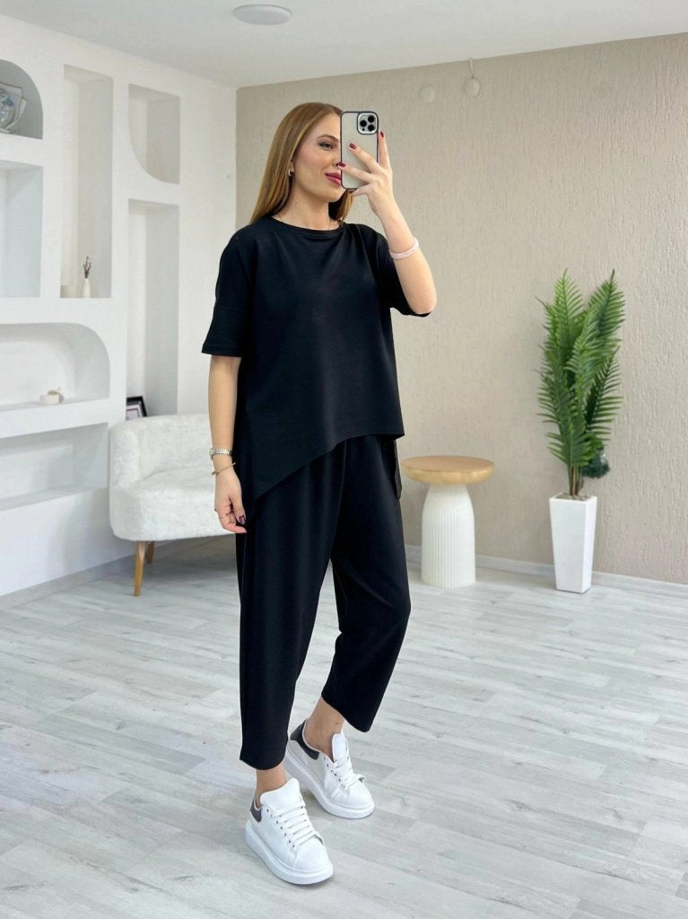 Mamo Siyah Viskon Takım - Mamo kadın butik takım