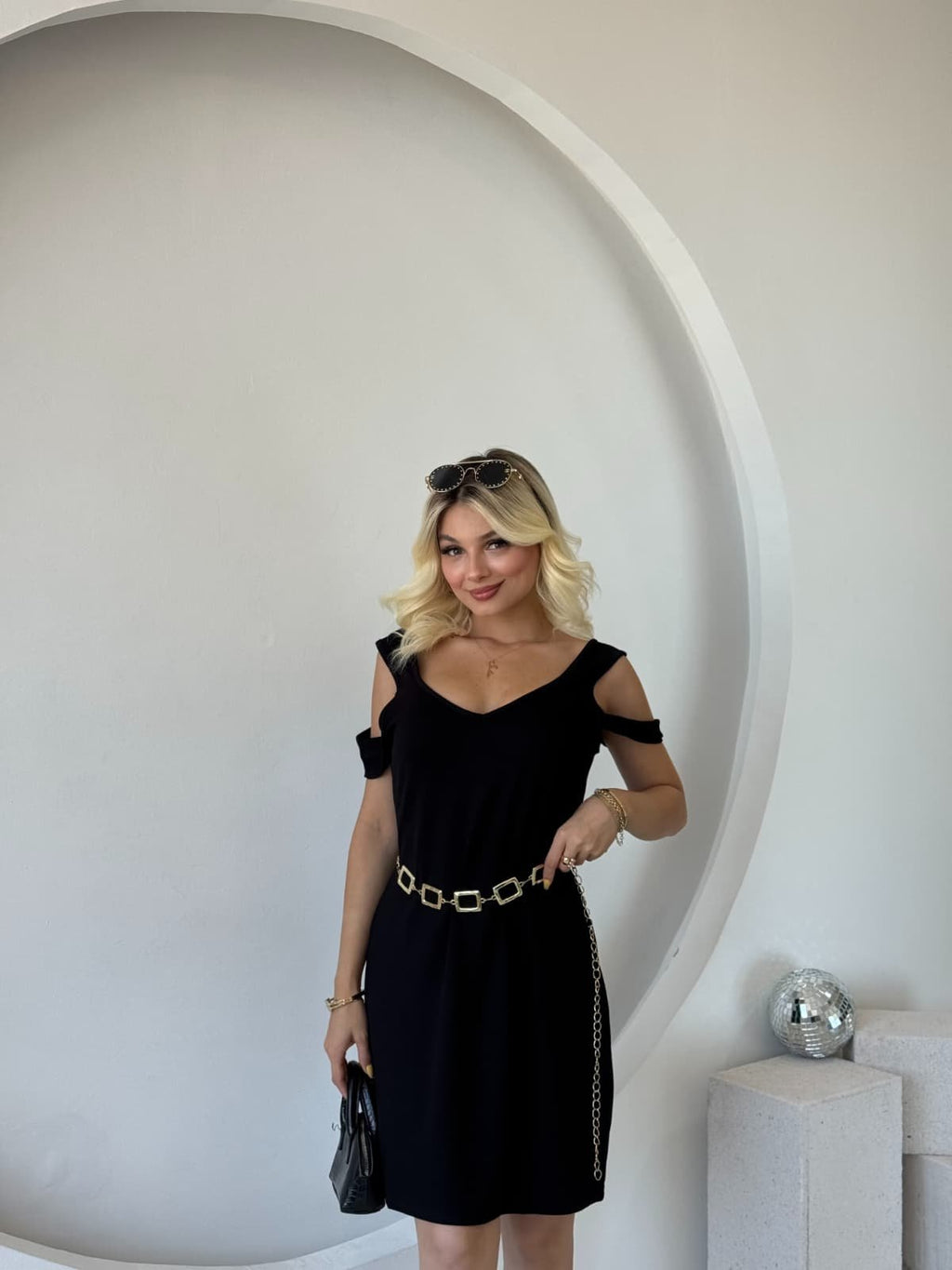 Mamo Siyah Askılı Elbise - Mamo kadın butik elbise