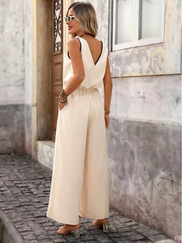 Mamo Bej V Yaka Tül Detaylı Bağlamalı Üst - Mamo kadın butik üst giyim