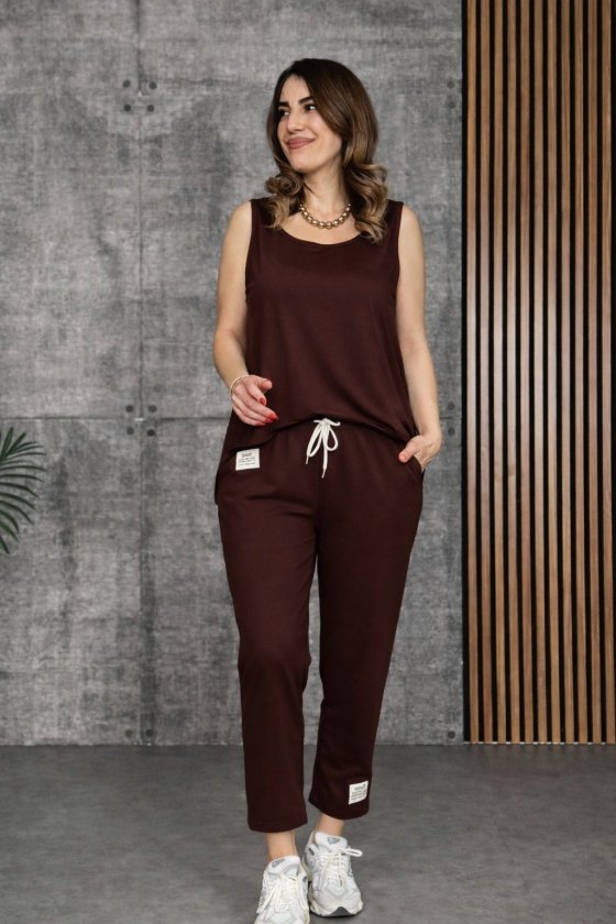 Mamo Kahve Askılı Viskon Takım - Mamo kadın butik takım