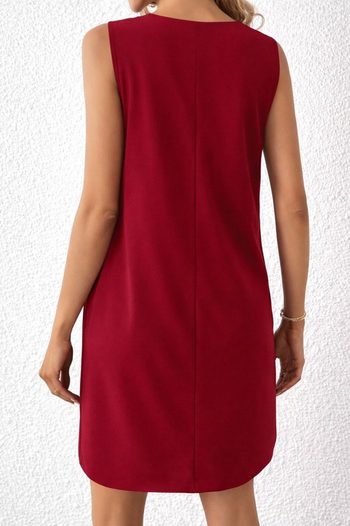 Mamo Bordo Mini Askılı V Yaka Elbise - Mamo kadın butik elbise